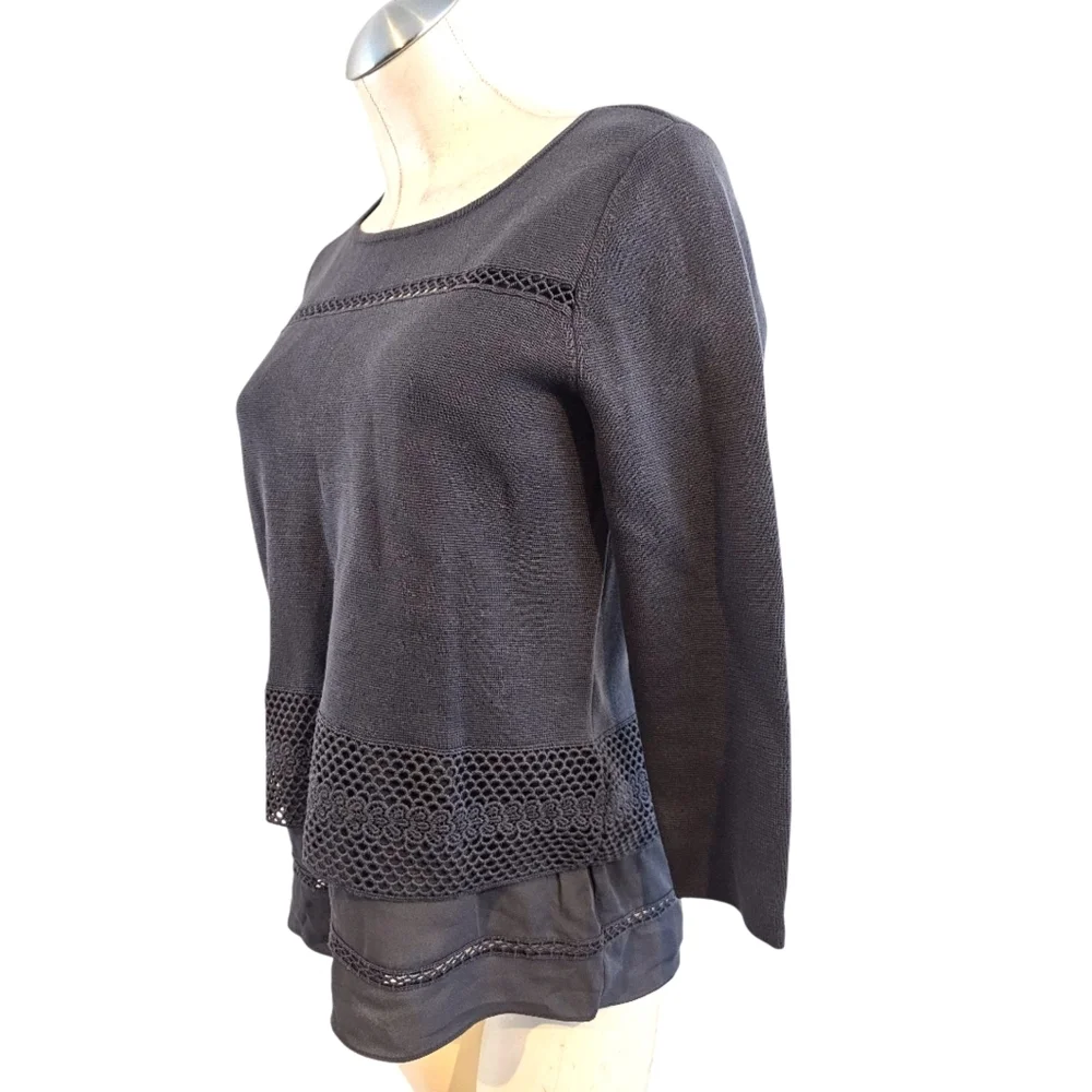 LOFT Size MP Gray Knit Top Sweater